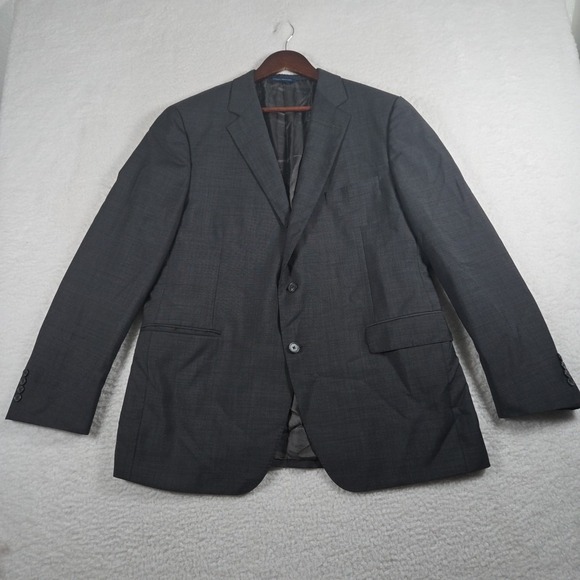 Samuelsohn Wool Mohair Blend Blazer Jacket Mens 46R SB BeckettBlue Black Check